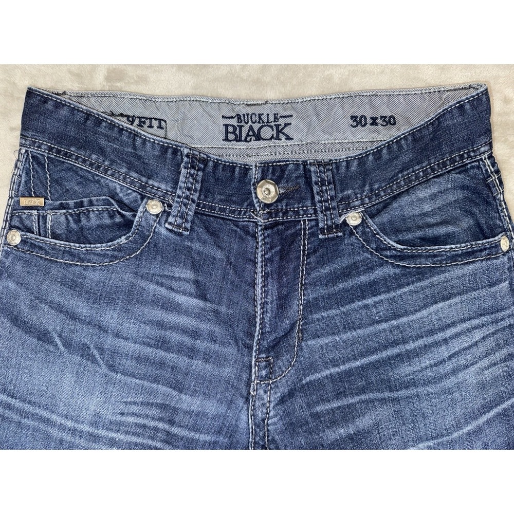 Buckle Black Men's Jeans 30X30 Slim Straight Low Rise Stretch Thick Stitch - Picture 2 of 16